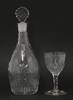 A club-shaped Decanter and Stopper, c.1770, the flacet