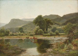 Thomas Spinks (fl.1880-1907) CATTLE WATERING IN A