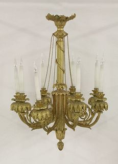 A gilt bronze eight-branch chandelier, each branch