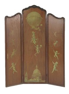 An extraordinary triple screen, late 19th century, the