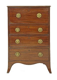A George III narrow mahogany secretaire chest, with