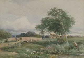 David Bates (1840-1921) 'BRIDGE AT STRETCHFORD, NEAR