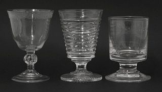 An engraved Water Glass, c.1745, the ogee bowl with the