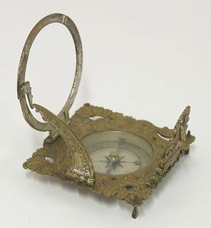 A Dutch brass pocket compass, 17th century, with