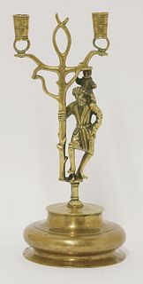 A brass candelabra, probably Low Countries, 15th