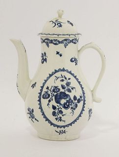 A Worcester blue and white Coffee Pot and Cover,