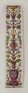 A Meissen Tile,c.1830, richly painted with scrolling