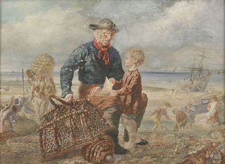 Frederick Barnard (1846-1896) A FISHERMAN ON THE SHORE,