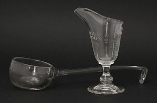A glass Ladle, 18th/19th century, of plain form with a