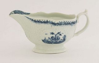A rare Worcester blue and white Sauce Boat,