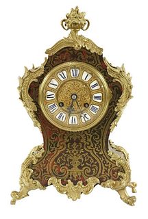 A boulle mantel clock, late 19th century, the