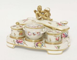 A Spode Inkstand, early 19th century, having three