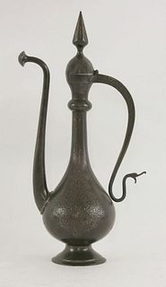 A Qajar iron ewer and cover, 19th century, the body