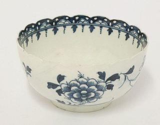 A rare Worcester blue and white 'Scalloped Peony' Bowl,