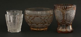 A Bohemian amber flash dipped Vase, c.1900, of ogee