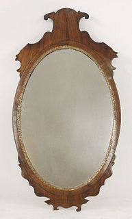 A Georgian mahogany fret work wall mirror