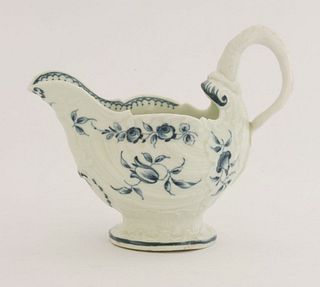 A Worcester blue and white Cream Boat, c.1770, of