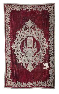 A Continental embroidered wall hanging, 17th century,