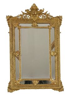 A giltwood and gesso wall mirror, 19th century,