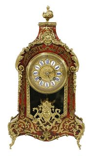 A boulle mantel clock, 20th century, the enamelled
