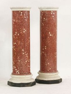 A pair of marble and scagliola pedestals, mid 19th
