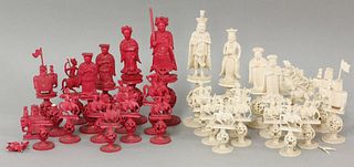 A Chinese export figural chess set, late 19th century,
