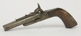 A double-barrelled pistol, 19th century, with