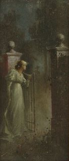 Ernest W Appleby (1862-1909) A LADY AT A GATE BY
