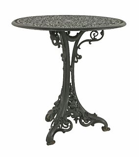 A circular cast iron table, 19th century, the top with