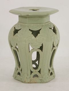 A celadon stoneware Garden Seat, c.1885, probably