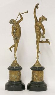 A pair of bronze figures of Mercury and Venus, each on