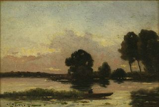 Hippolyte-Camille Delpy (French, 1842-1910) A RIVER