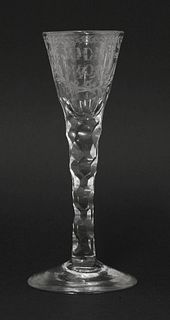 A Wine or Cordial Glass, mid 18th century, the