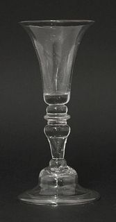A Gin Glass, 1740-1760, the bell-shaped bowl over