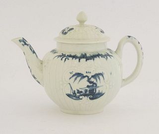 A rare Worcester blue and white Teapot and Cover,
