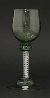 A green tinted 'export' Wine Glass, c.1750-1770, the