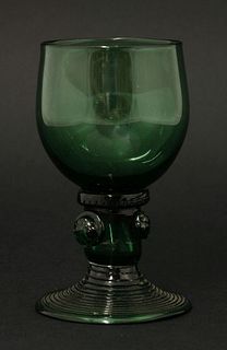 A green glass Roemer, probably c.1800, possibly Dutch,