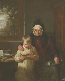Thomas Webster (1800-1886) 'GRANDMA KNOWS BEST' Signed