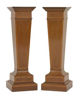 A pair of Edwardian mahogany and satinwood inlaid