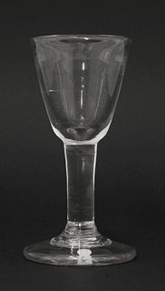 A heavy Wine Glass, c.1750-1770, having a round funnel
