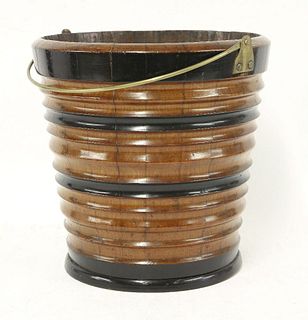An Anglo-Dutch Mahogany and ebonised peat bucket,