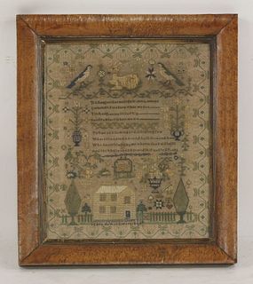 A Victorian needlework sampler, worked by 'Maria Bowens