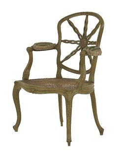 An Heppelwhite-style wheel back elbow chair, c.1900