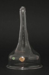 A glass Wine Funnel, c.1760, with a wide ogee bowl and