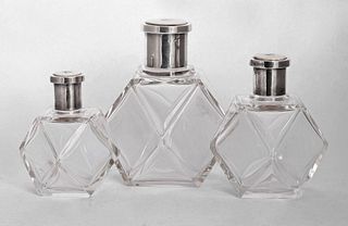 A set of three French silver-mounted graduated glass