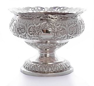 A large silver bowl, 20th century, stamped '90' in a
