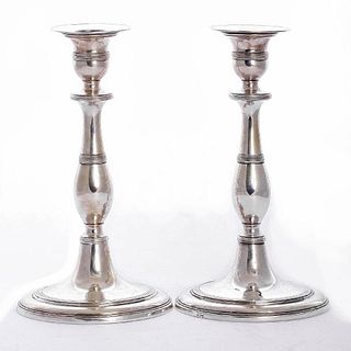 A pair of Portuguese silver candlesticks,maker's mark
