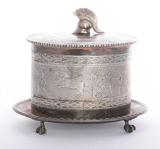 A Victorian silver-plated biscuit barrel,by Elkington &