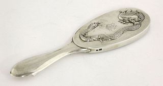 A Chinese export silver hand mirror,by Tuck Chang &