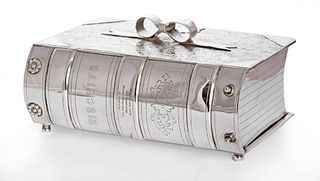 A late Victorian silver-plated novelty biscuit box, by